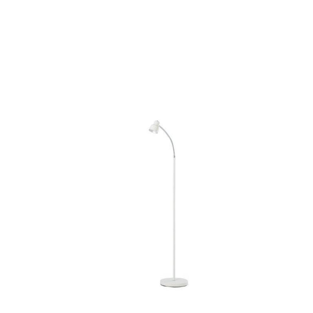 White and Silver Metal Gooseneck Floor Lamp. Picture 1