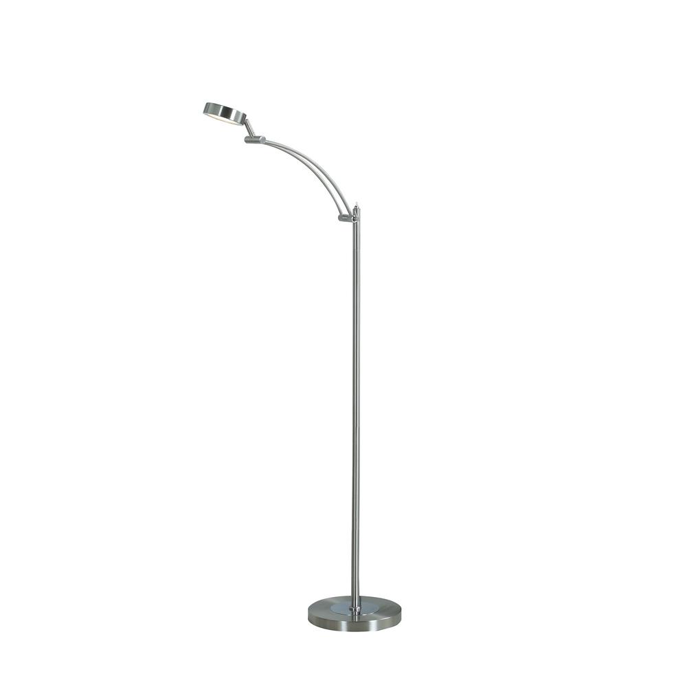54" Nickel Adjustable LED Task Floor Lamp. Picture 1