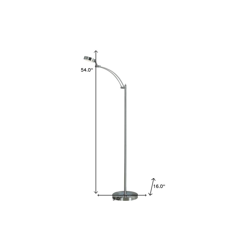 54" Nickel Adjustable LED Task Floor Lamp. Picture 5