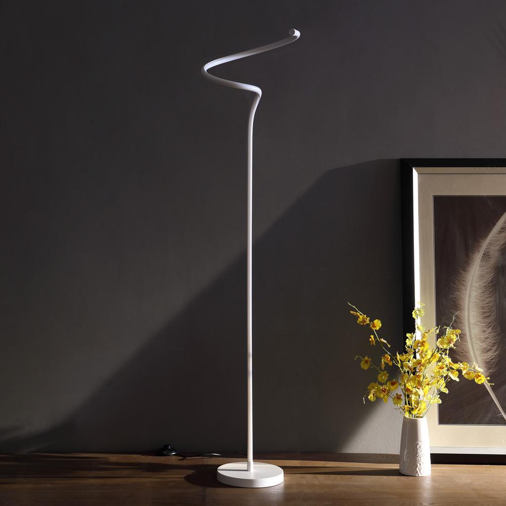 51" White LED Novelty Curvy Spiral Floor Lamp. Picture 4