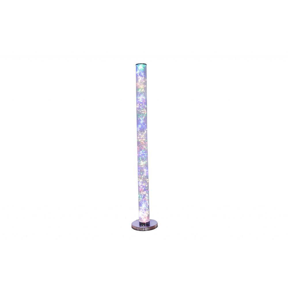 49" Steel LED Column Floor Lamp With Clear Drum Shade. Picture 1
