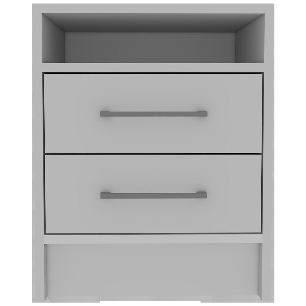 White Open Compartment Two Drawer Nightstand. Picture 2