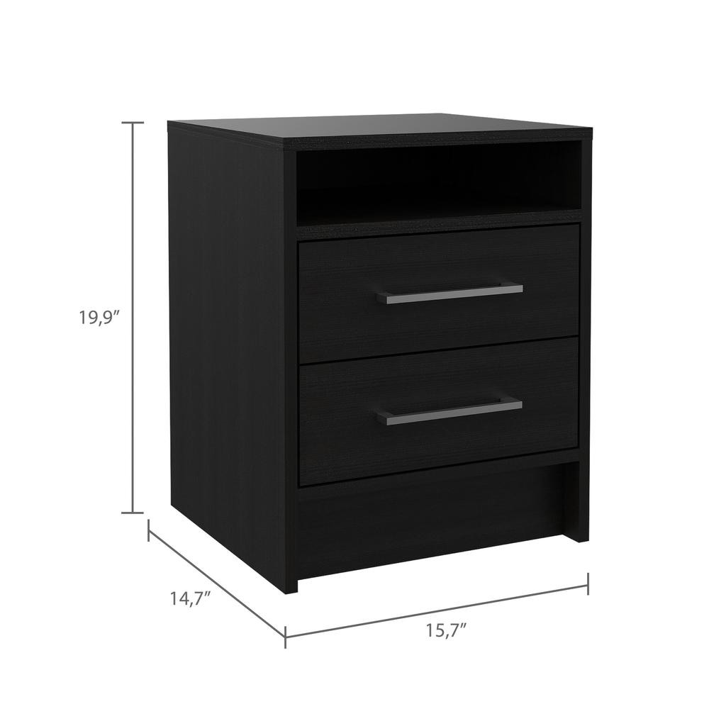Light and Dark Oak Two Drawer Nightstand. Picture 9