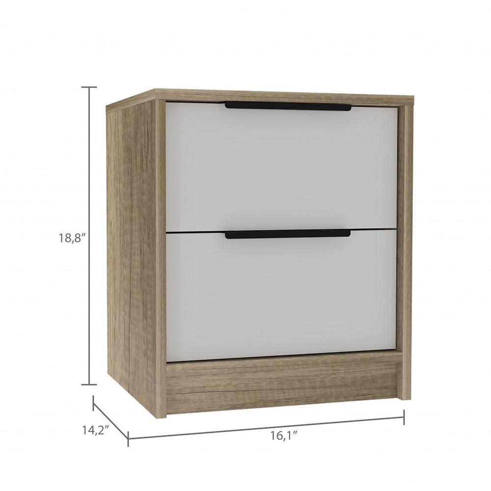Mod Light Oak and White Two Drawer Nightstand. Picture 8