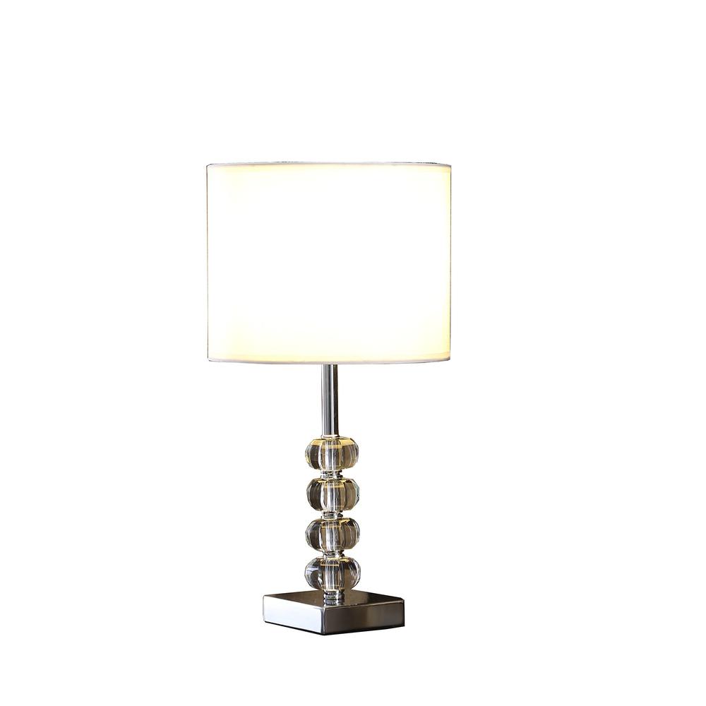 18” Modern Crystal Quatro Orb And Silver Metal Table Lamp. Picture 3