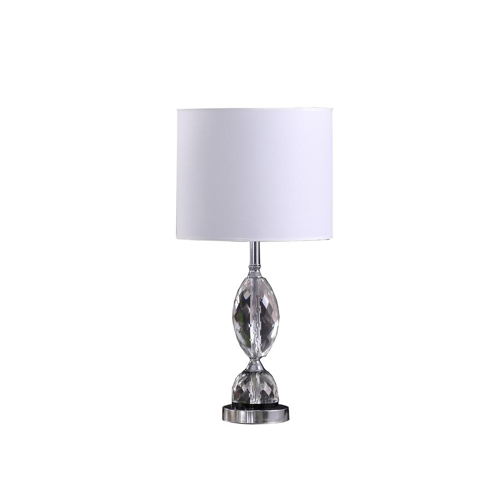 24" Silver Crystal Standard Table Lamp With White Shade. Picture 1