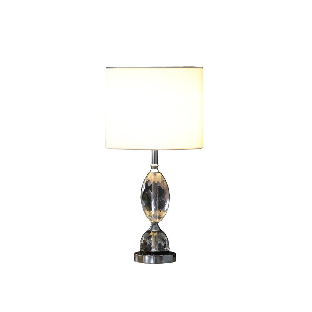 24" Silver Crystal Standard Table Lamp With White Shade. Picture 3