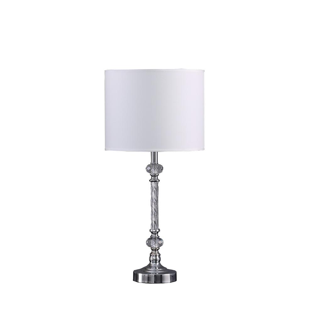 19” Stylish Silver Crystal Metal Table Lamp. Picture 1