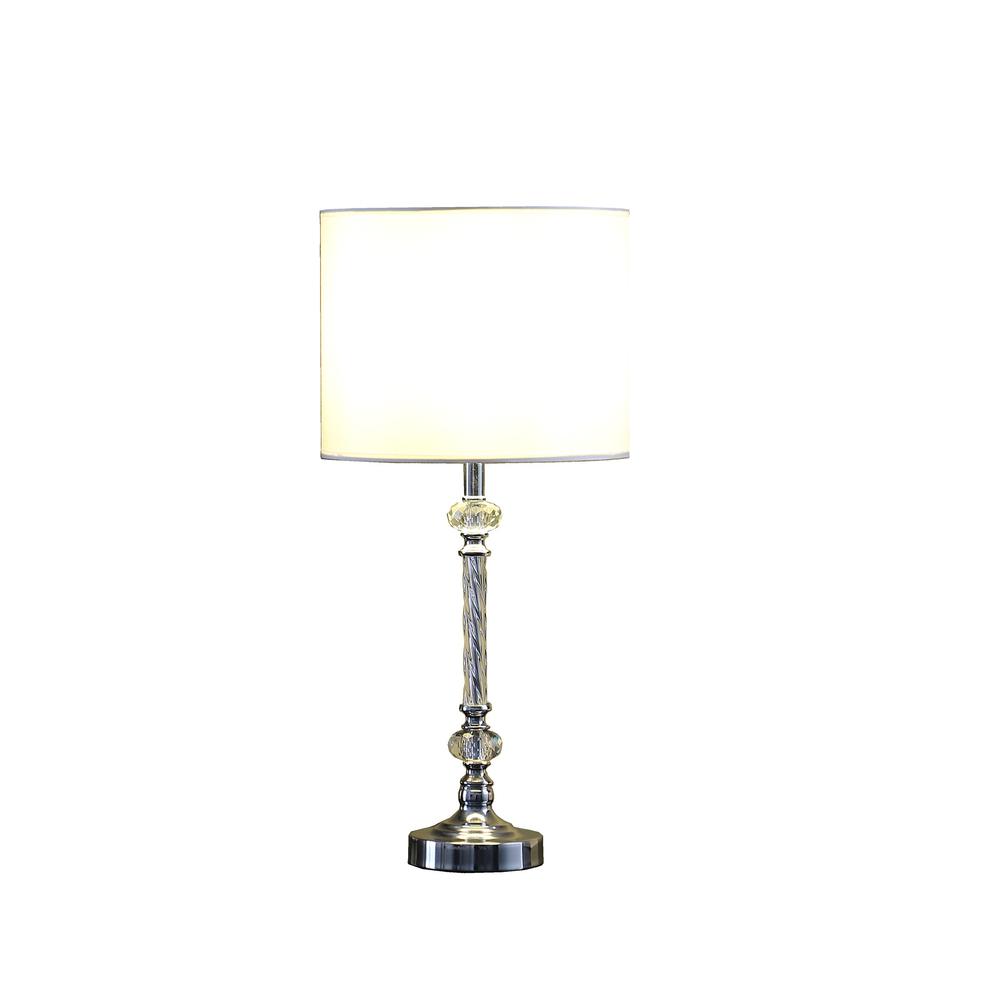 19” Stylish Silver Crystal Metal Table Lamp. Picture 3