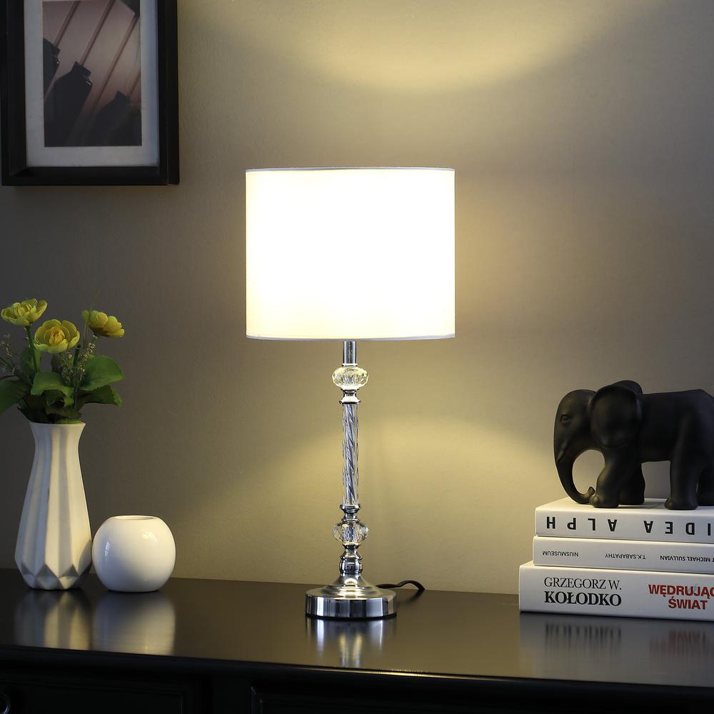 19” Stylish Silver Crystal Metal Table Lamp. Picture 4
