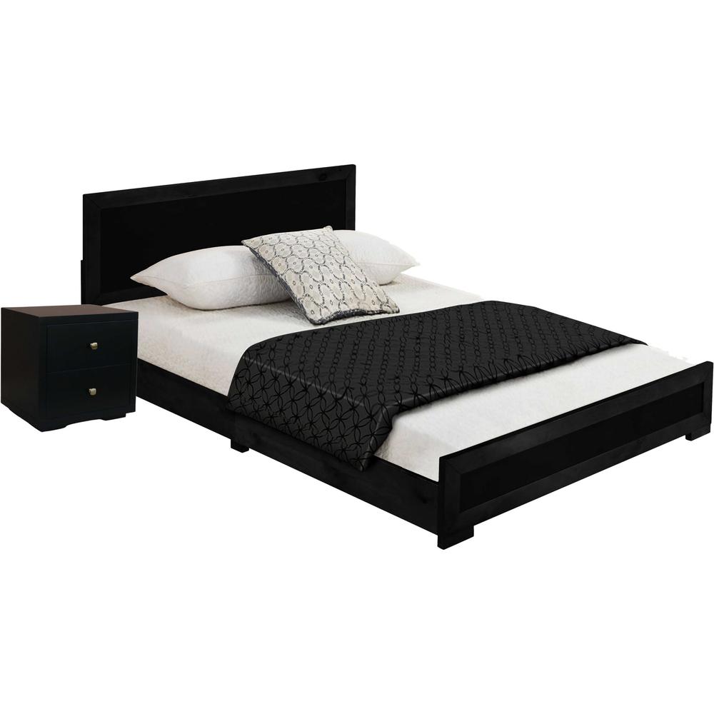 Moma Black Wood Platform Twin Bed With Nightstand. Picture 2