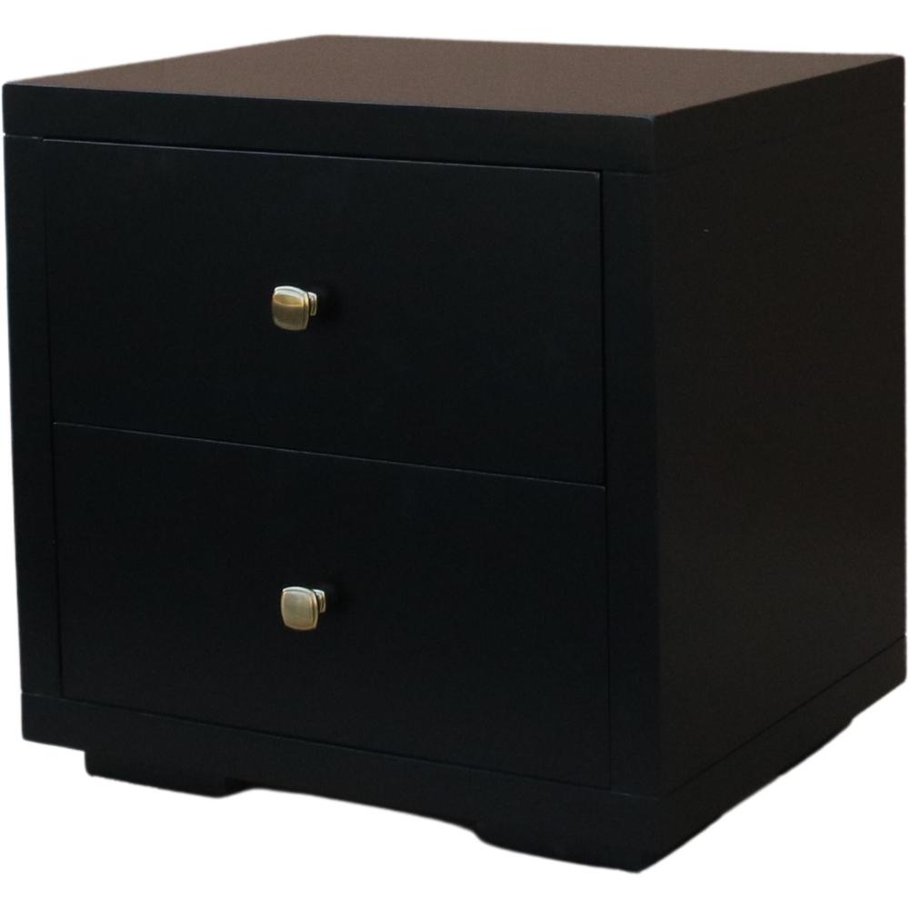 Moma Black Wood Platform Twin Bed With Nightstand. Picture 6