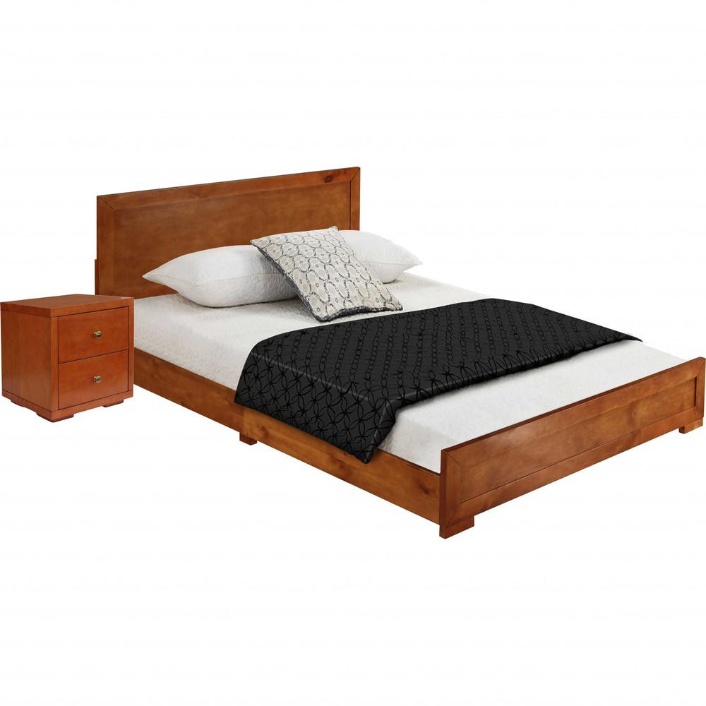 Moma Cherry Wood Platform Twin Bed With Nightstand. Picture 2