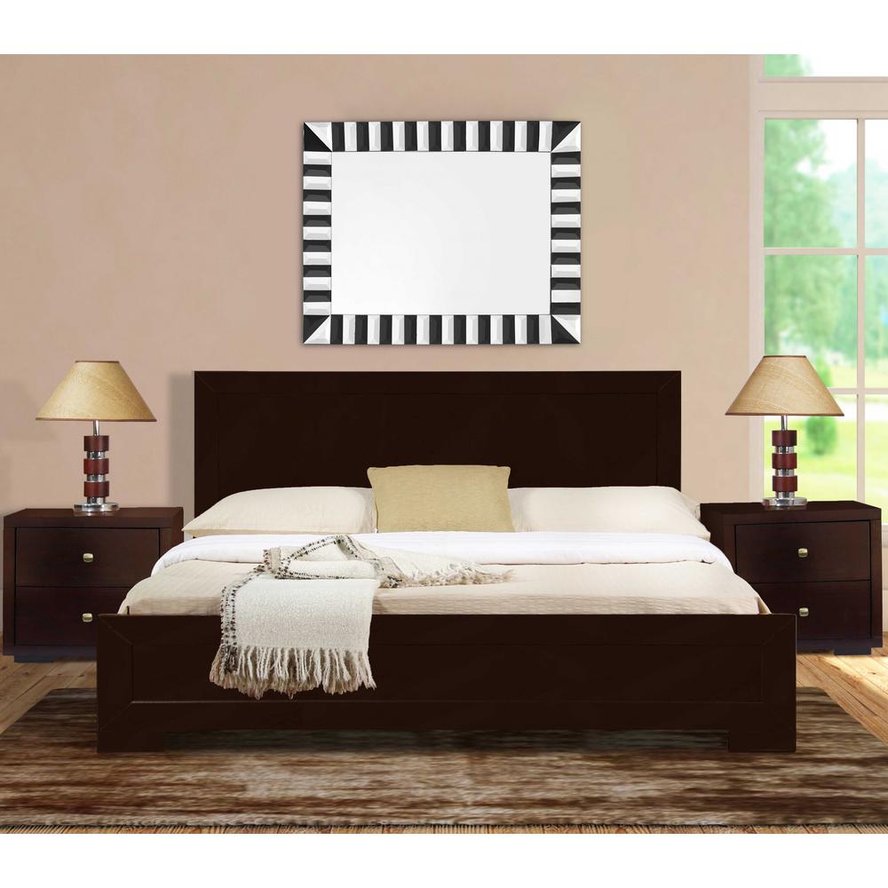 Moma Espresso Wood Platform Queen Bed With Two Nightstands. Picture 6