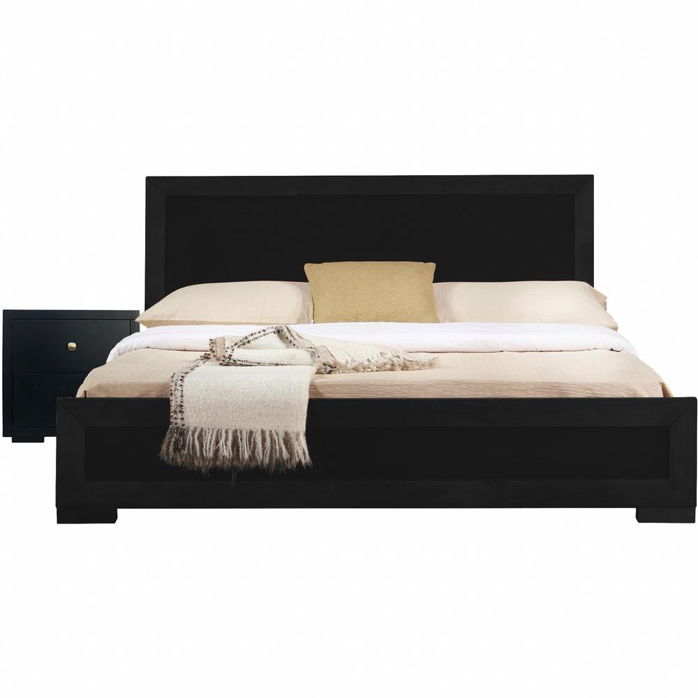 Moma Black Wood Platform Full Bed With Nightstand. Picture 1