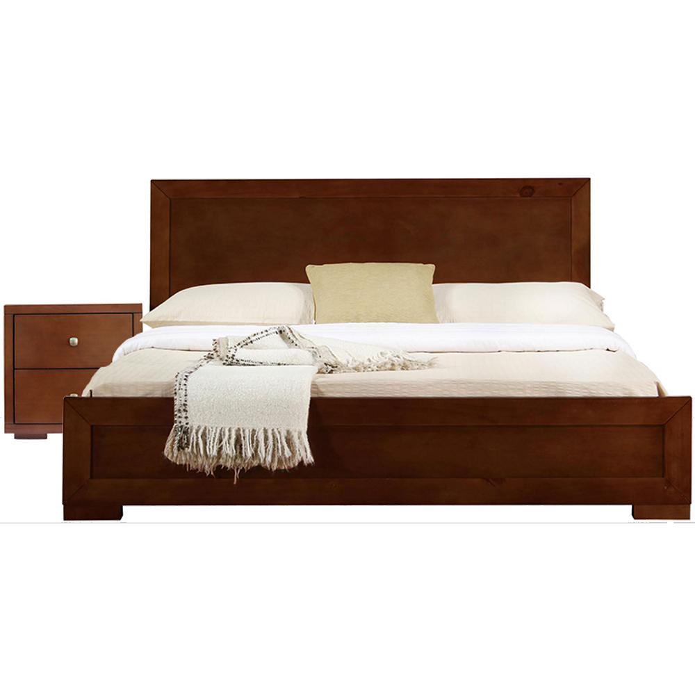 Moma Walnut Wood Platform Full Bed With Nightstand. Picture 1