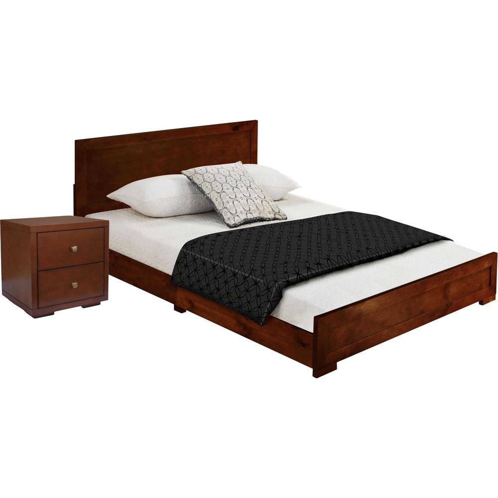 Moma Walnut Wood Platform Full Bed With Nightstand. Picture 7