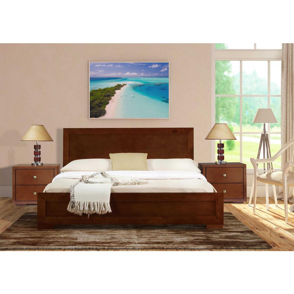 Moma Walnut Wood Platform Full Bed With Nightstand. Picture 8