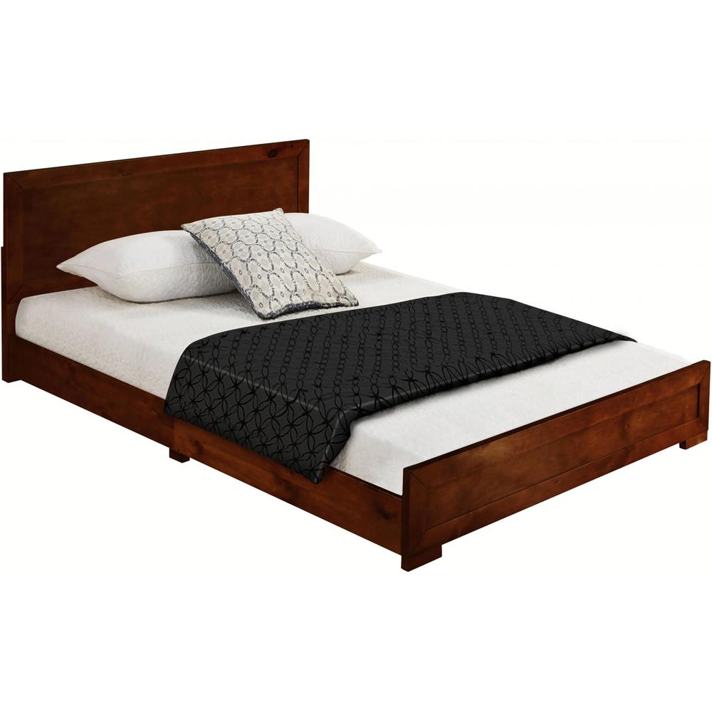 Moma Walnut Wood Platform Full Bed With Nightstand. Picture 3