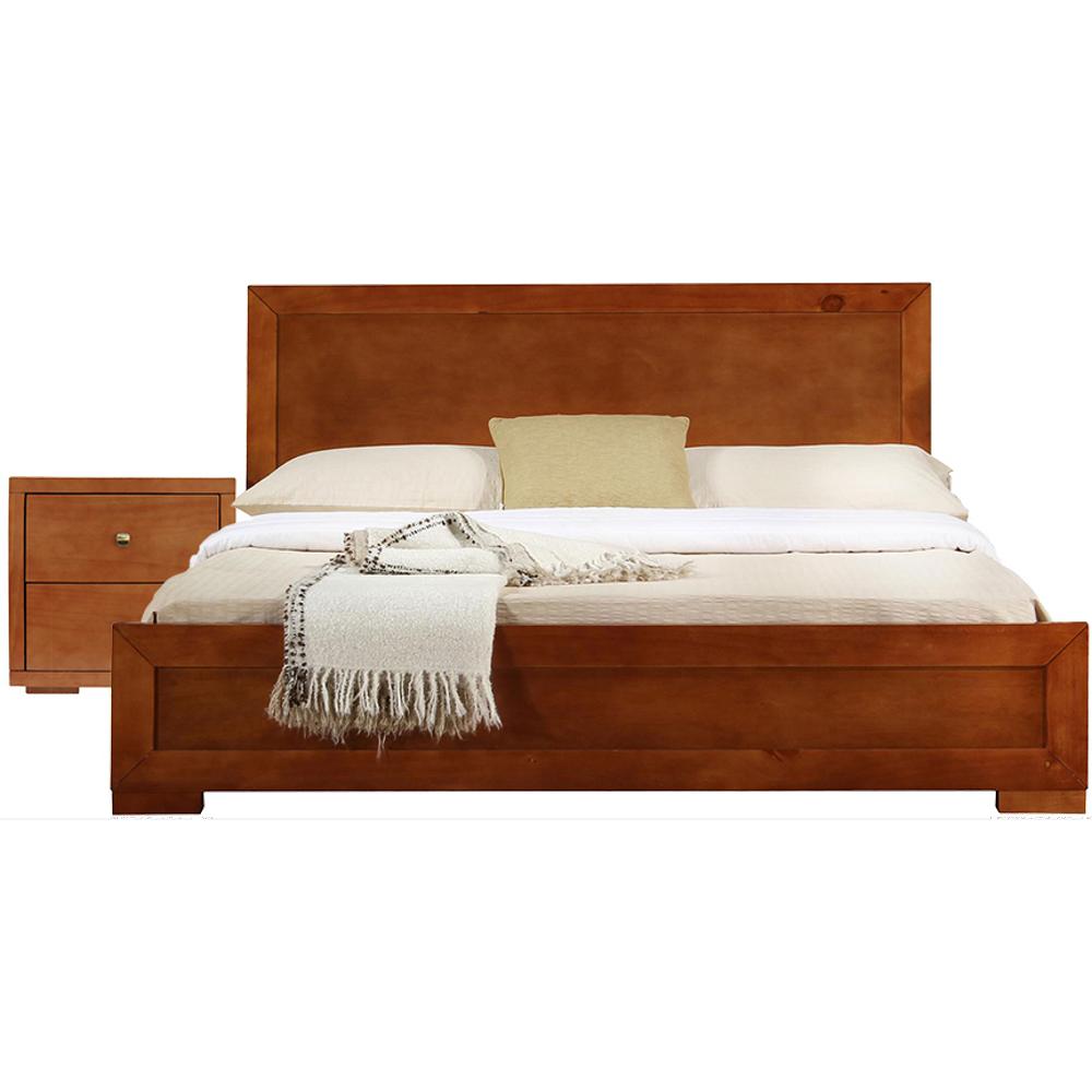 Moma Cherry Wood Platform Full Bed With Nightstand. Picture 1