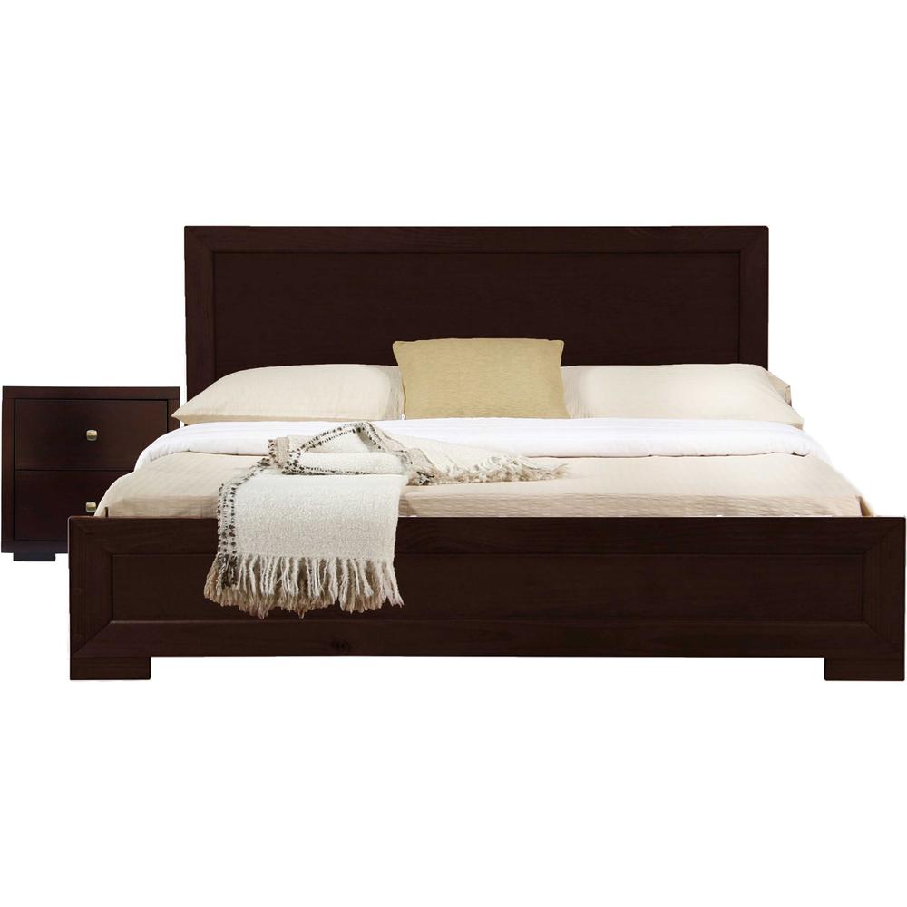 Moma Espresso Wood Platform Full Bed With Nightstand. Picture 1
