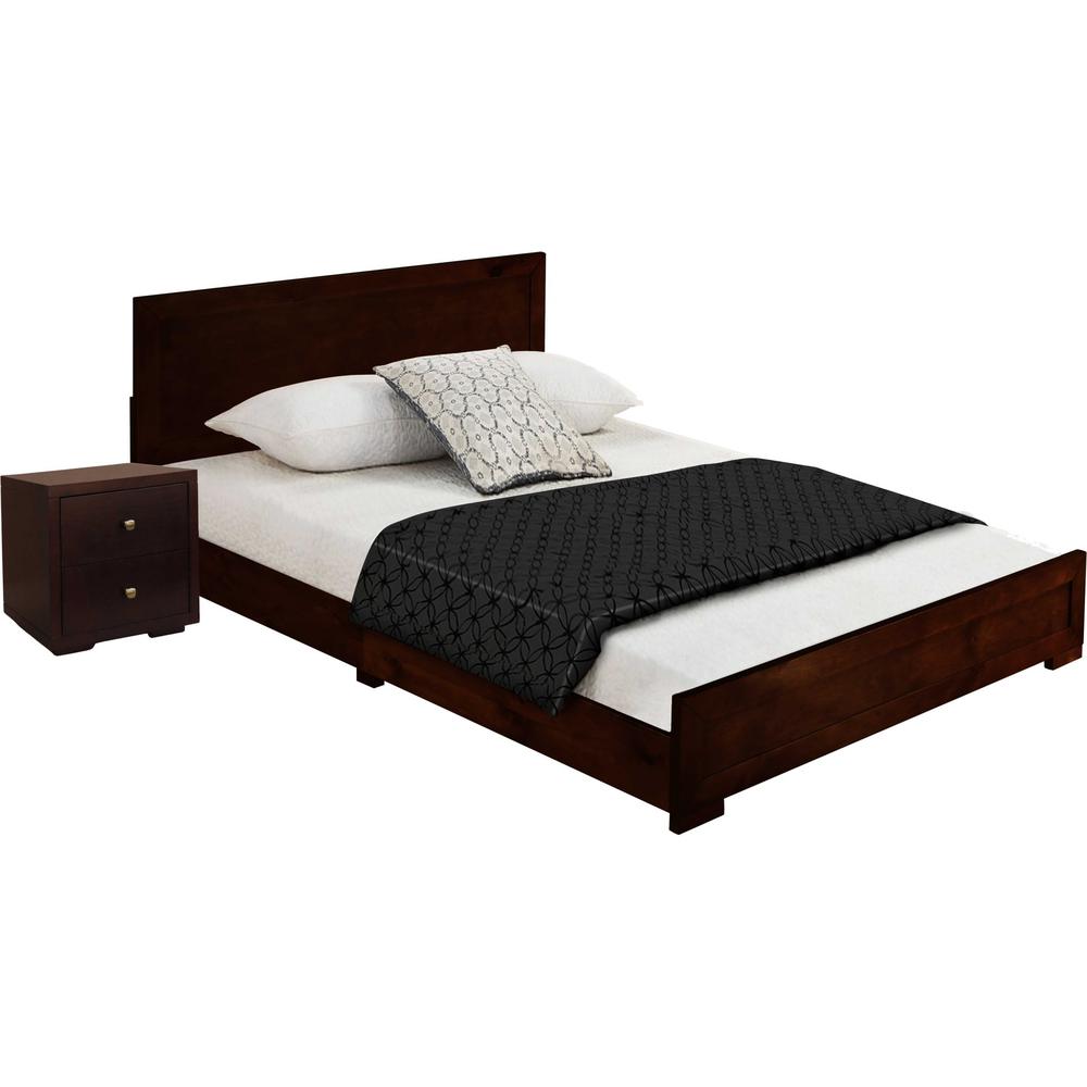 Moma Espresso Wood Platform Full Bed With Nightstand. Picture 2