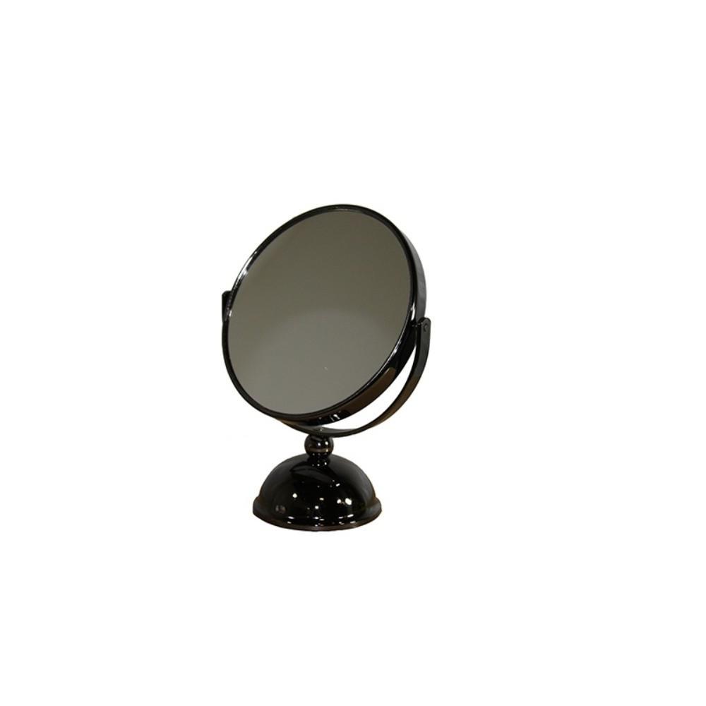 Black Round Makeup Shaving Tabletop Metal Mirror. Picture 2
