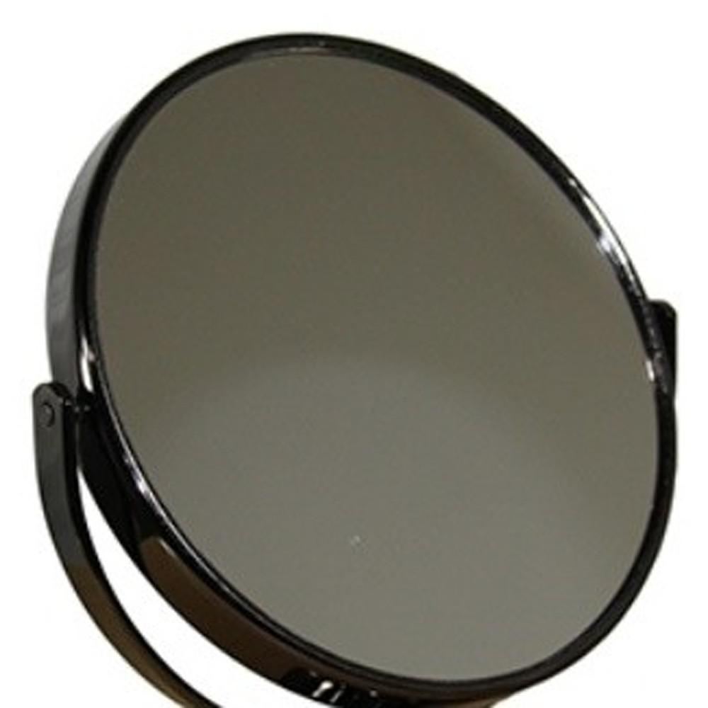 Black Round Makeup Shaving Tabletop Metal Mirror. Picture 3