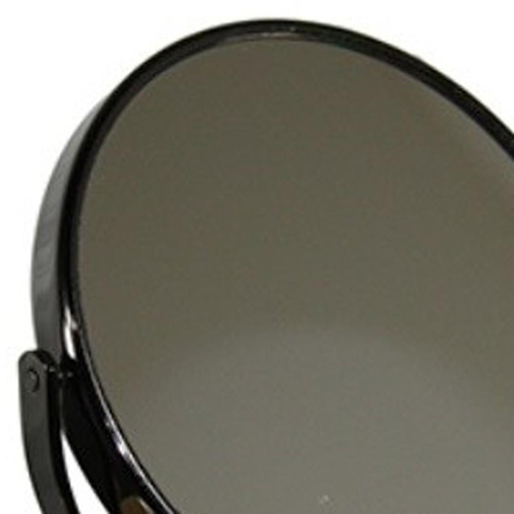 Black Round Makeup Shaving Tabletop Metal Mirror. Picture 4