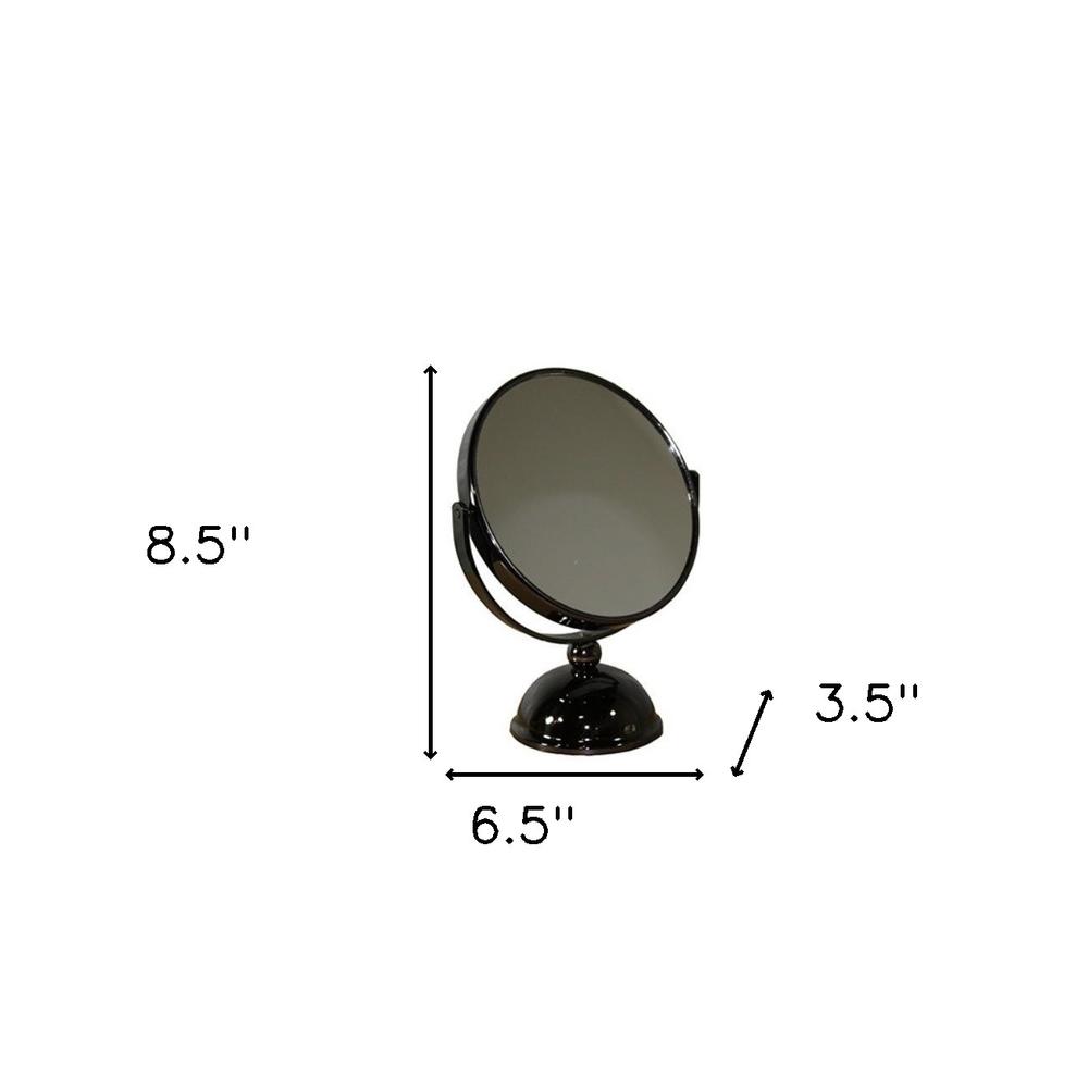 Black Round Makeup Shaving Tabletop Metal Mirror. Picture 6