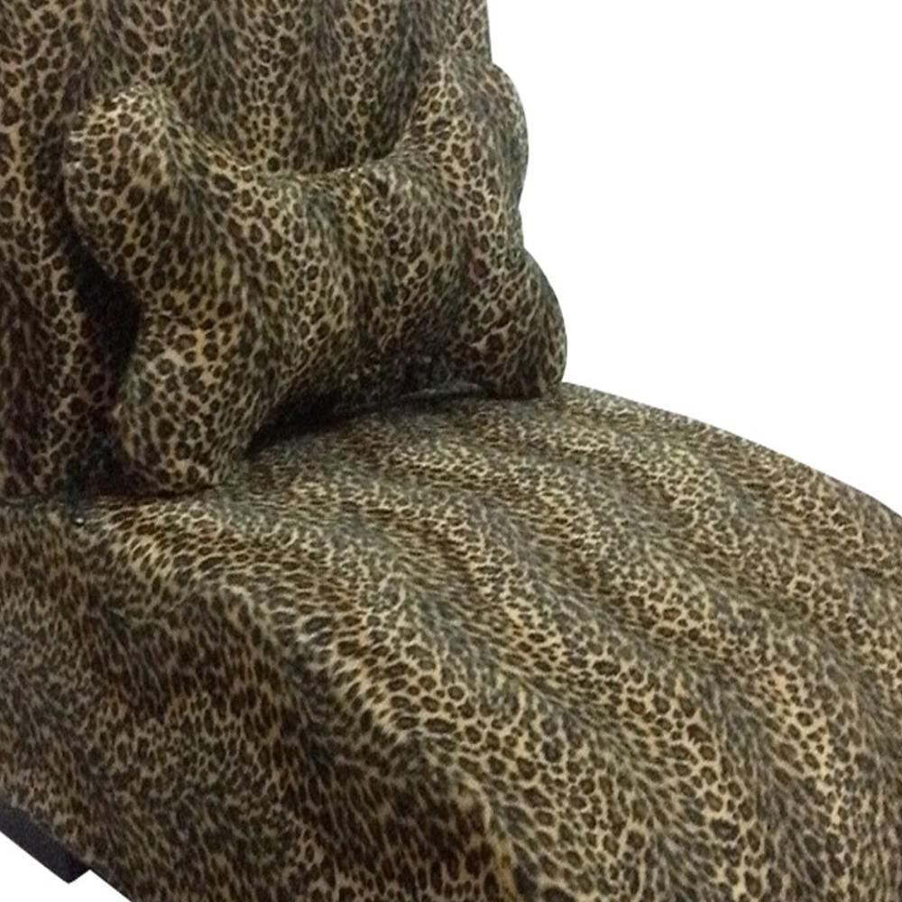 23" Cheetah Print Upholstered Chaise Lounge Dog Bed with Pillow. Picture 4