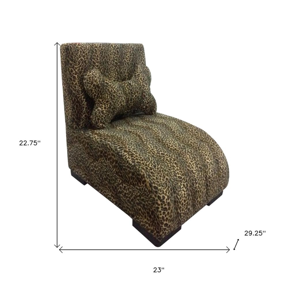 23" Cheetah Print Upholstered Chaise Lounge Dog Bed with Pillow. Picture 5