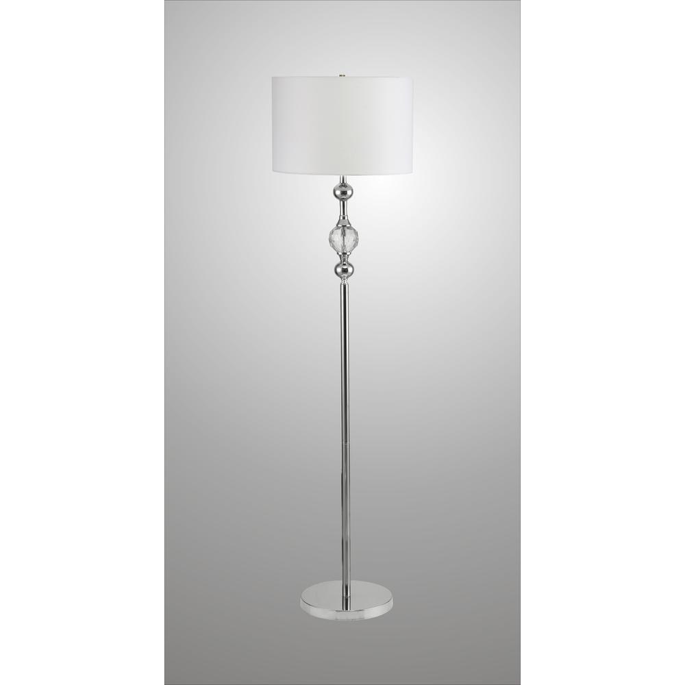 63" Chrome and Crystal Orb Shaped Floor Lamp With White Drum Shade. Picture 6