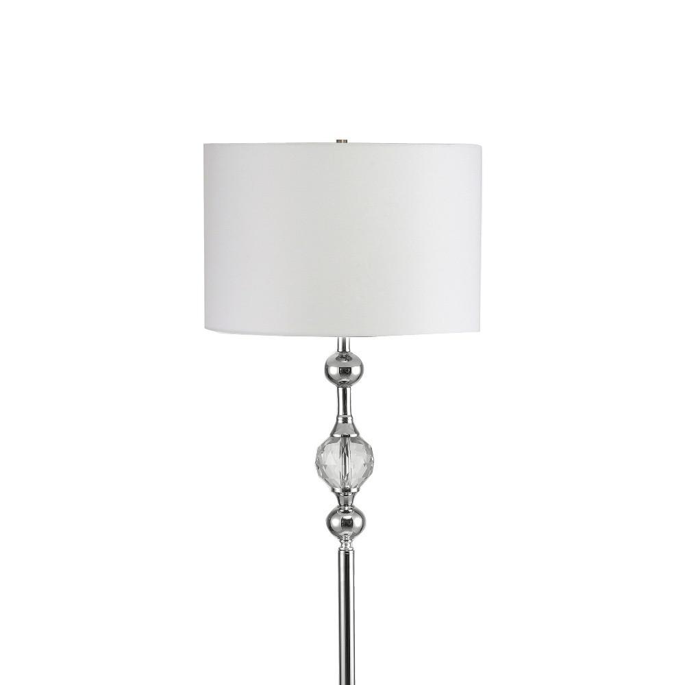 63" Chrome and Crystal Orb Shaped Floor Lamp With White Drum Shade. Picture 3
