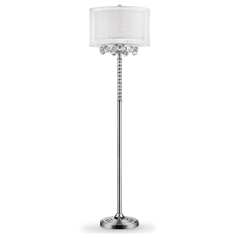 Chic Silver Floor Lamp with Crystal Accents and Silver Shade. Picture 1