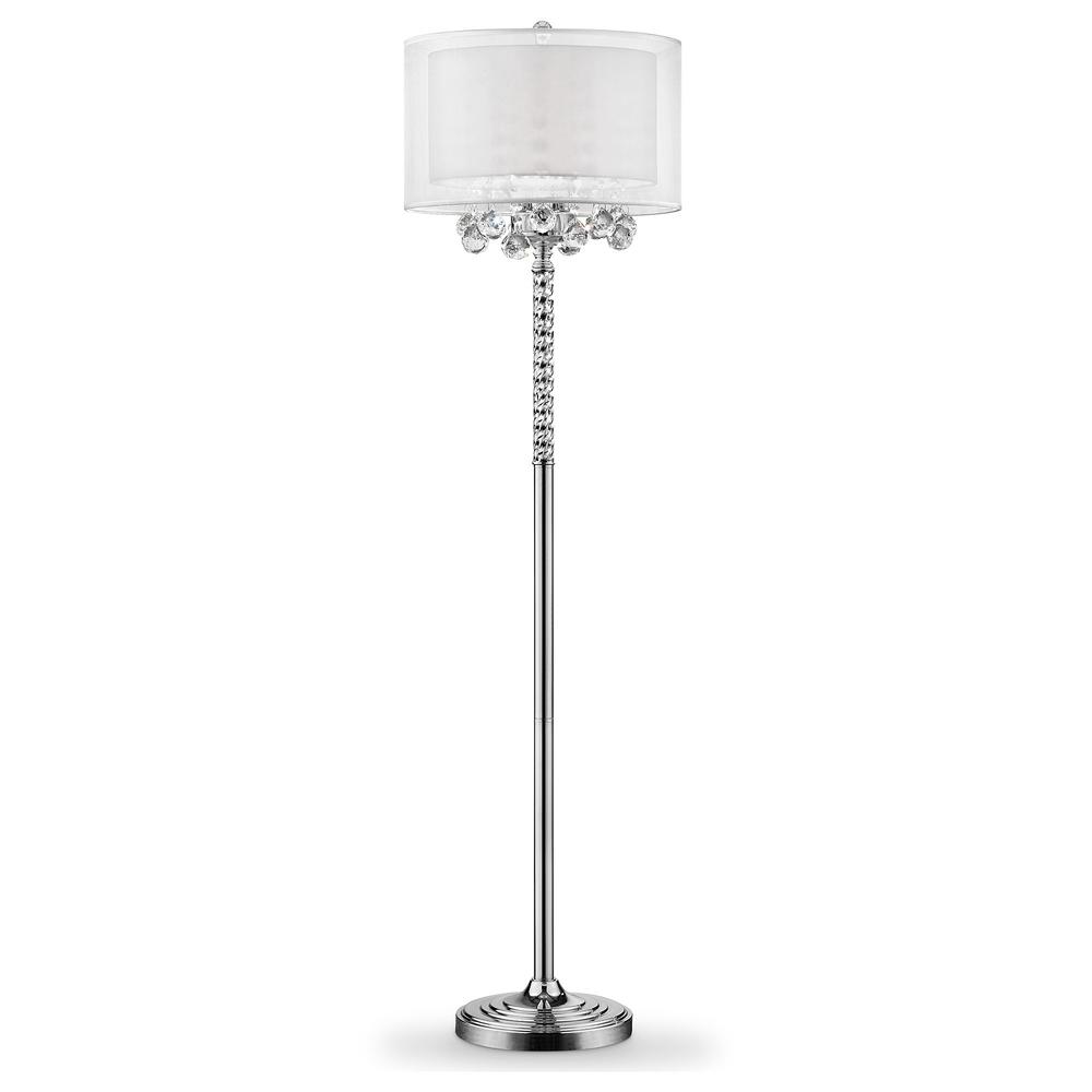 Chic Silver Floor Lamp with Crystal Accents and Silver Shade. Picture 4