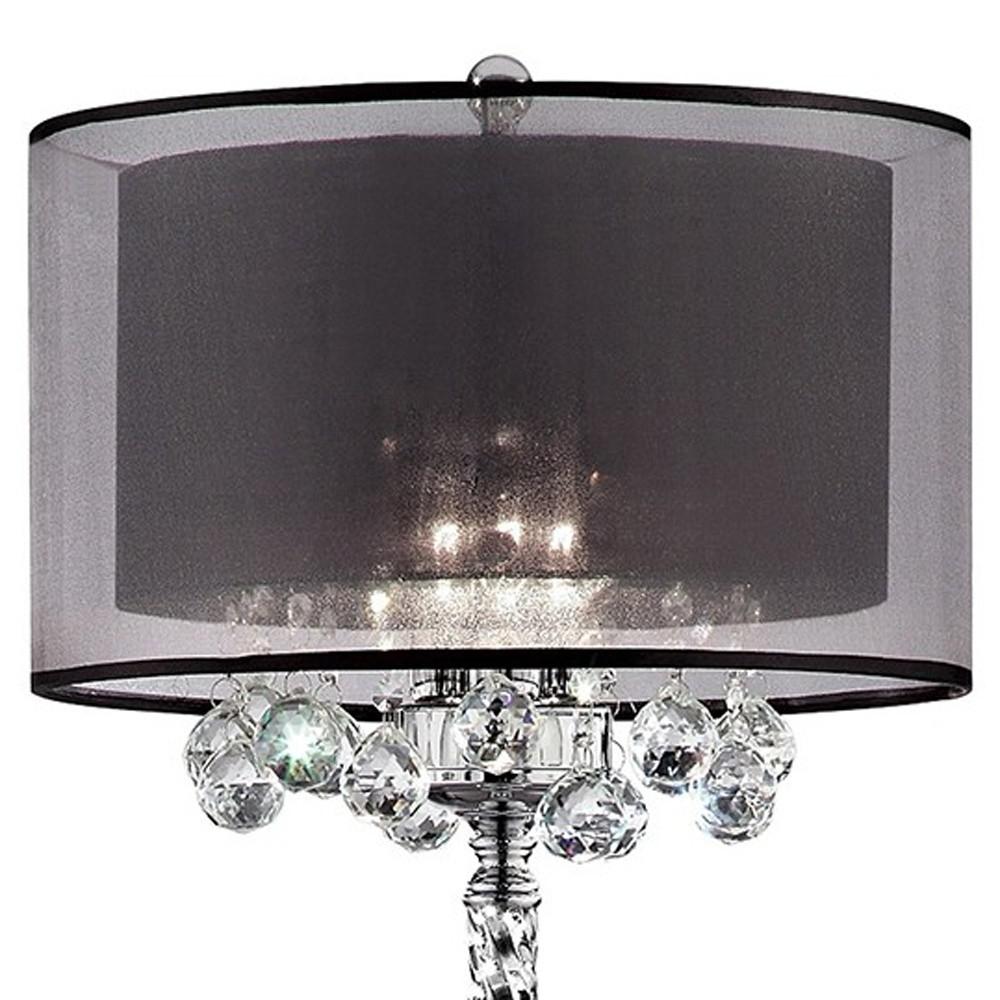 Contempo Silver Floor Lamp with Black Shade and Crystal Accents. Picture 5
