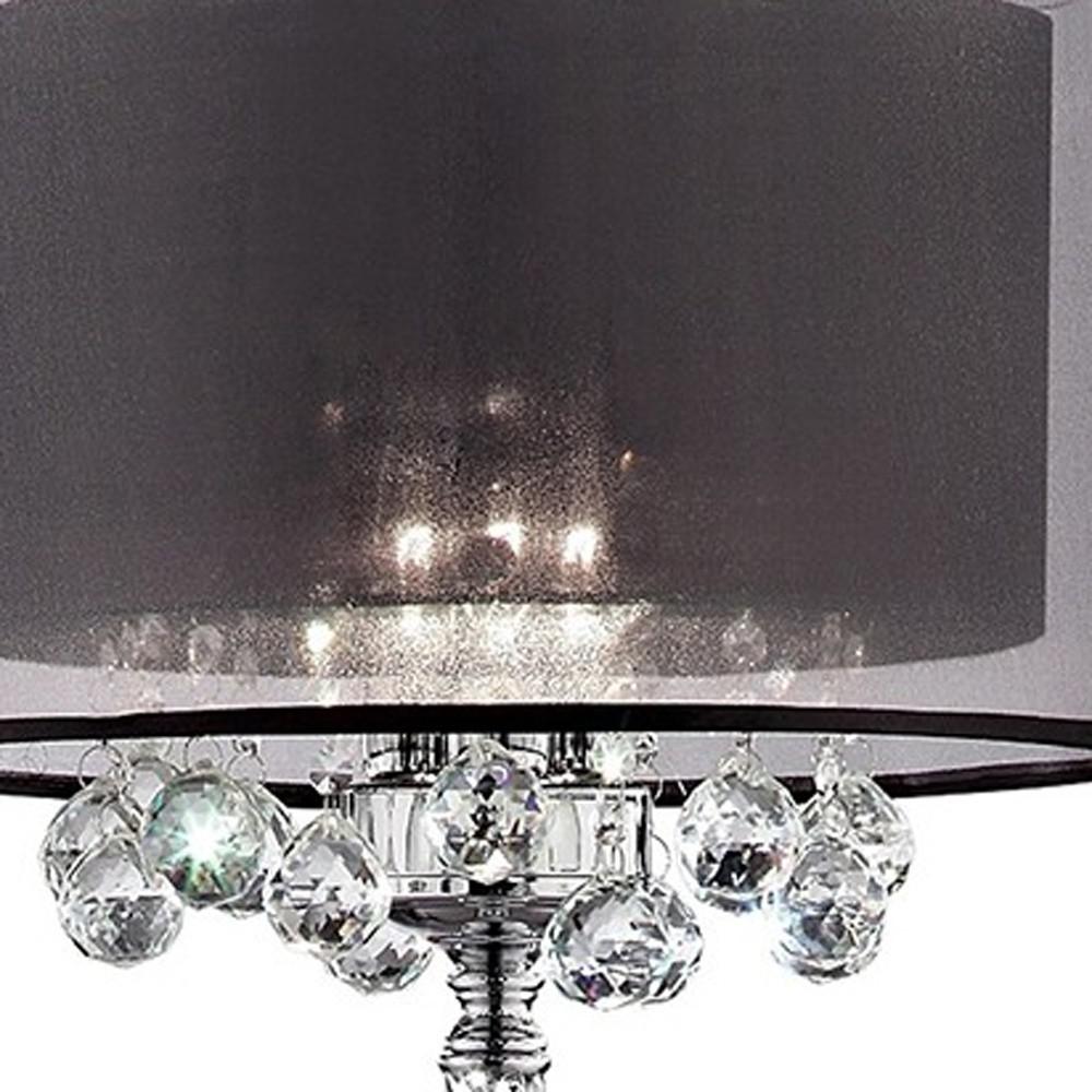 Contempo Silver Floor Lamp with Black Shade and Crystal Accents. Picture 6