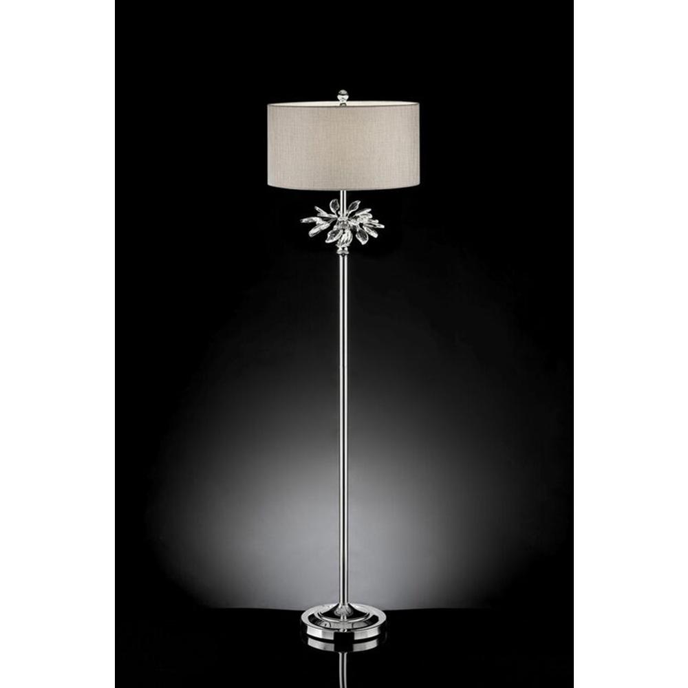 Silver Chrome Tall Floor Lamp with Starburst Crystals. Picture 2