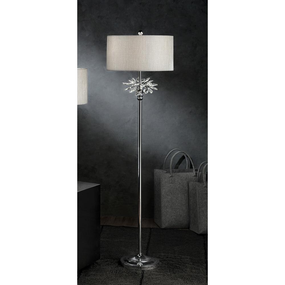 Silver Chrome Tall Floor Lamp with Starburst Crystals. Picture 3