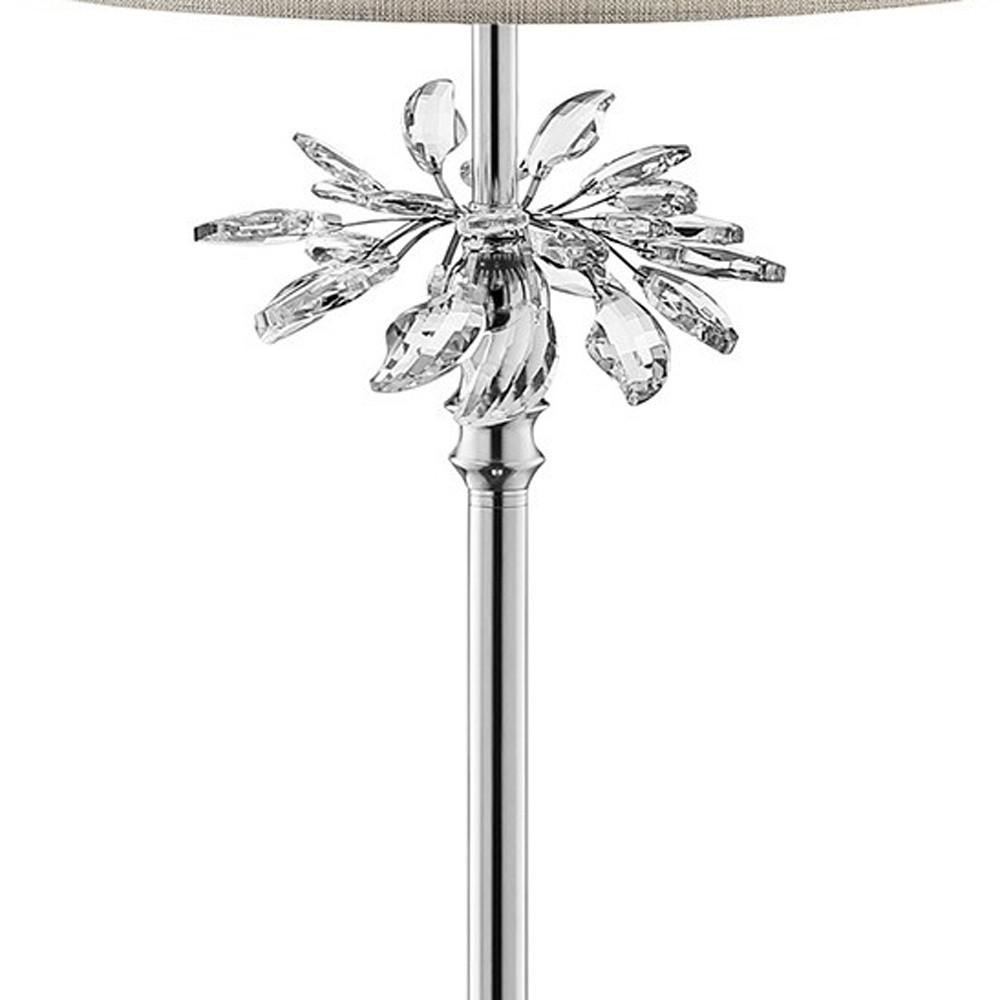Silver Chrome Tall Floor Lamp with Starburst Crystals. Picture 5