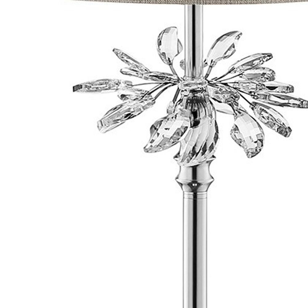 Silver Chrome Tall Floor Lamp with Starburst Crystals. Picture 6