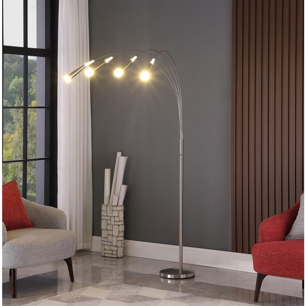 72" Nickel Four Lights LED Arc Floor Lamp. Picture 2