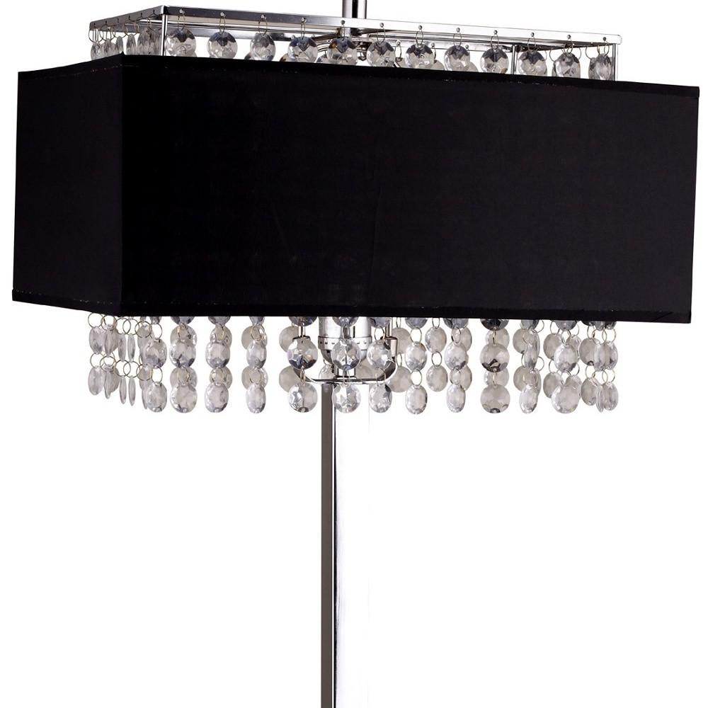 Bling Glam Black and Faux Crystal Rectangular Table Lamp. Picture 3