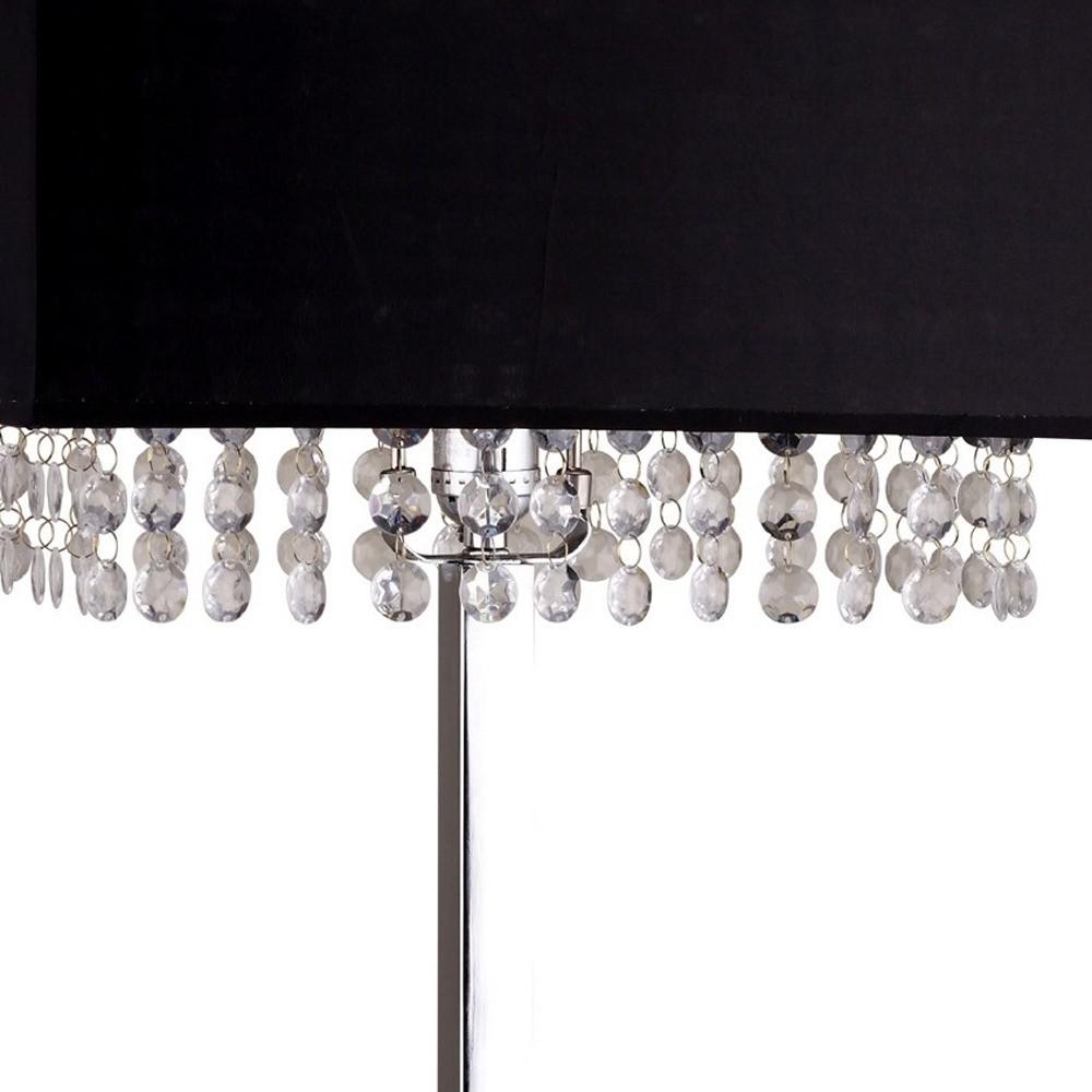 Bling Glam Black and Faux Crystal Rectangular Table Lamp. Picture 4