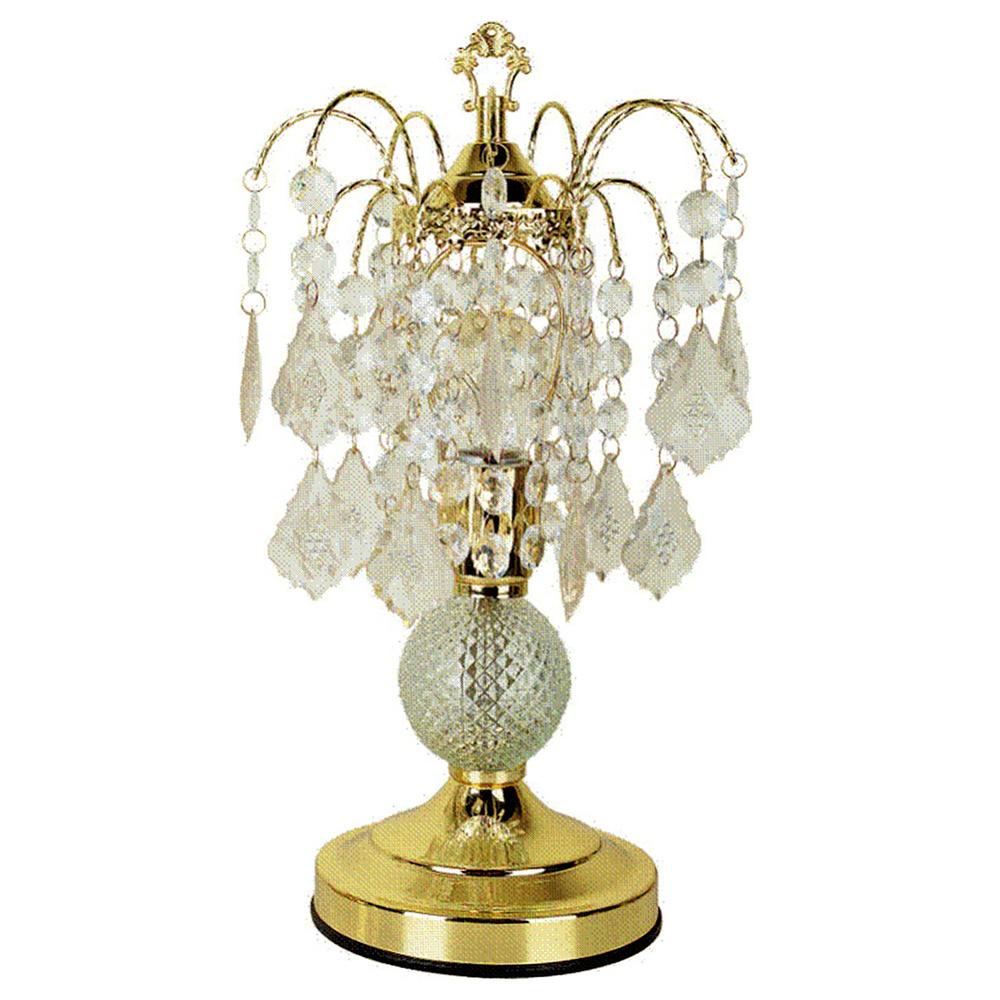 Vintage Gold Glass Chandelier Table Lamp. Picture 1