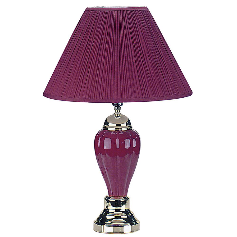 Silver and Magenta Table Lamp with Magenta Shade. Picture 1