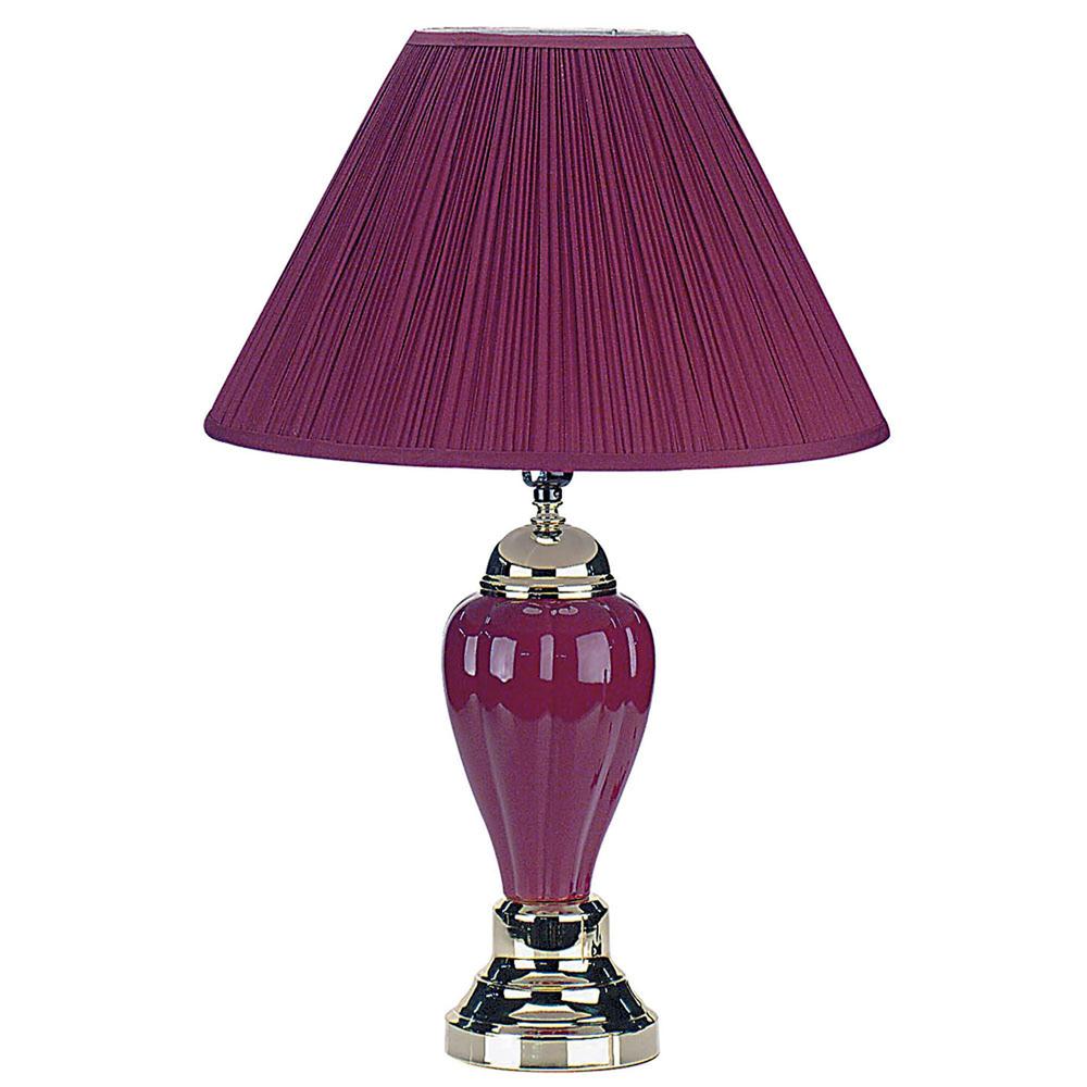 Silver and Magenta Table Lamp with Magenta Shade. Picture 2