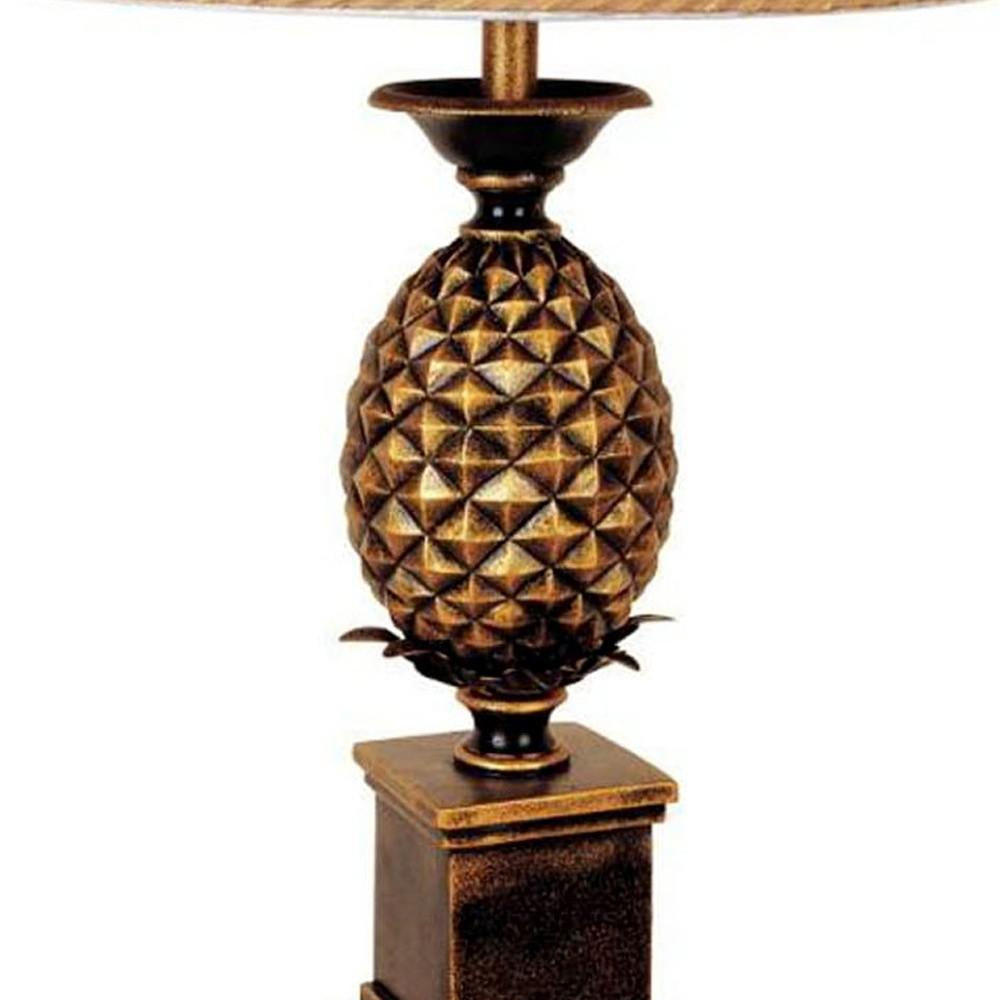 32" Gold Metal Pineapple Table Lamp With Gold Classic Empire Shade. Picture 3