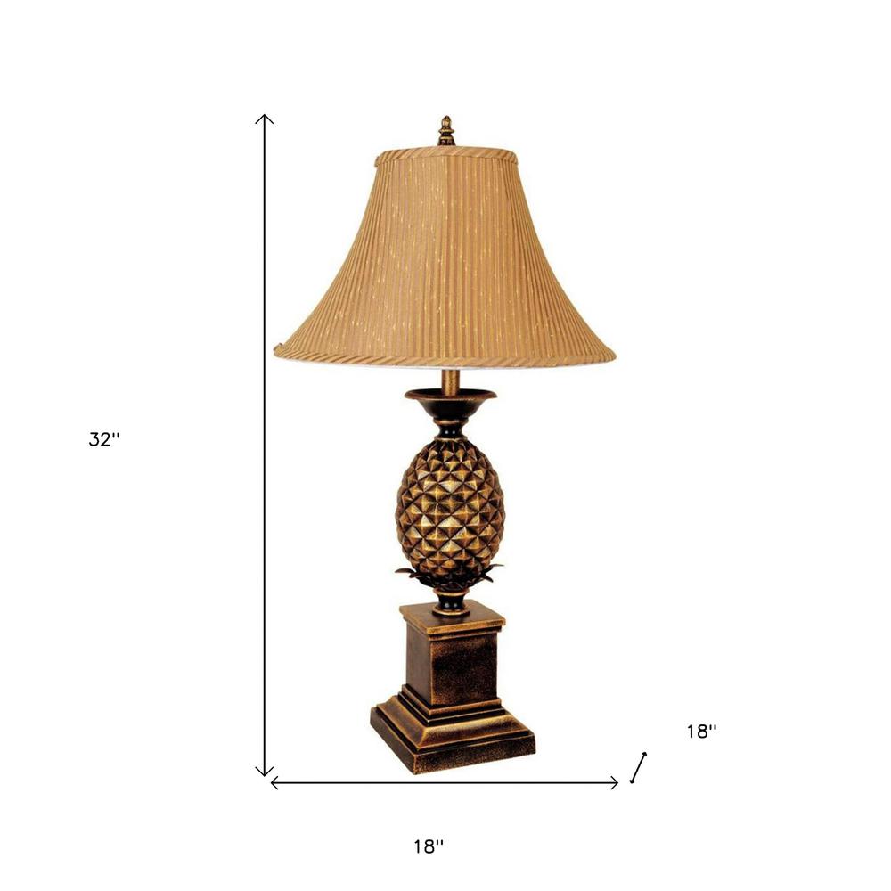 32" Gold Metal Pineapple Table Lamp With Gold Classic Empire Shade. Picture 6
